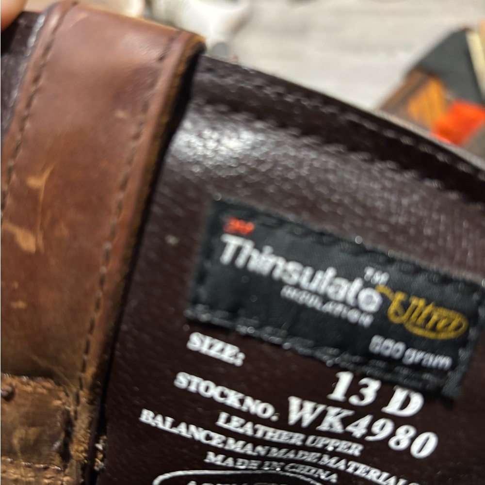 Men's Brown Leather Work Boots - Picture 6 of 8